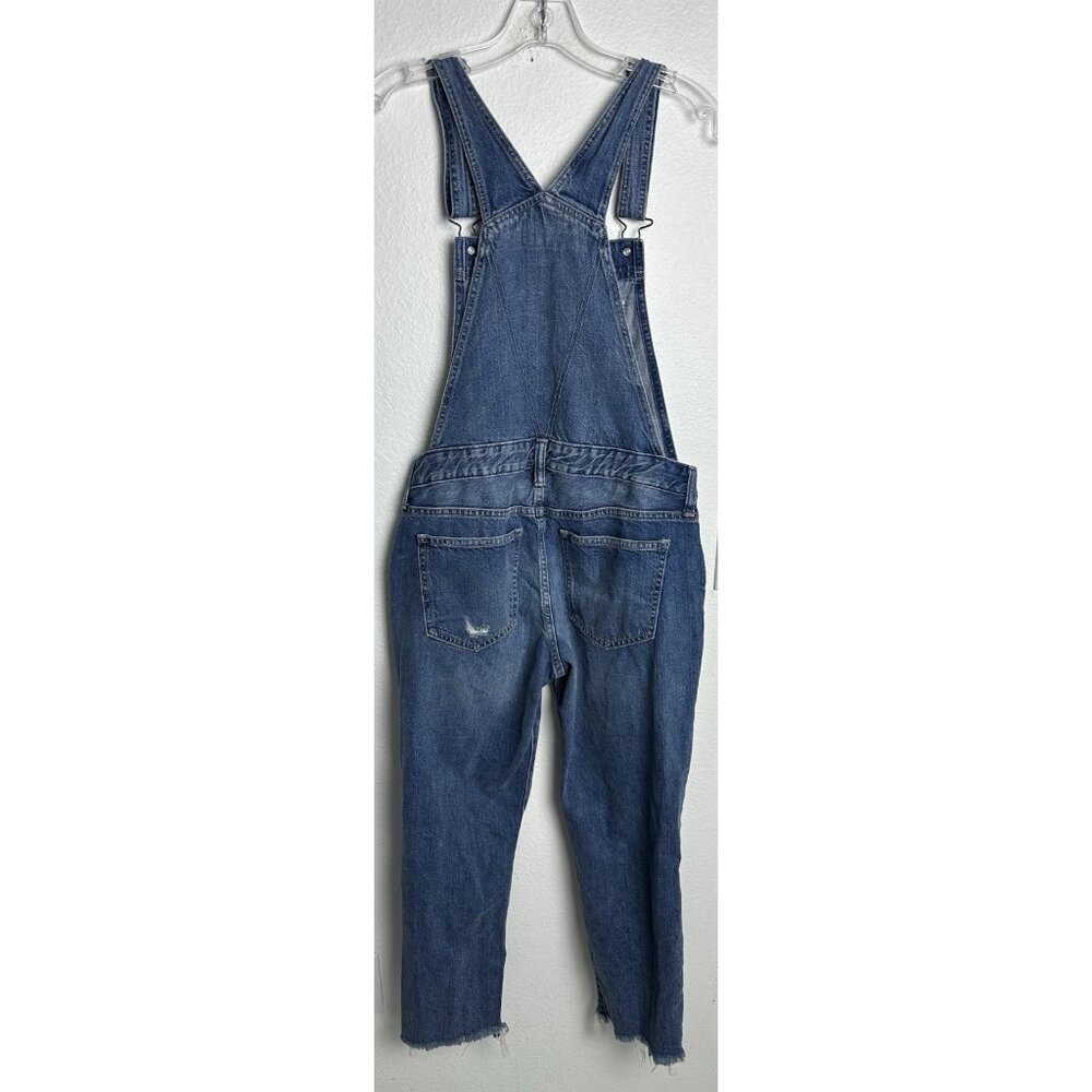 Abercrombie & Fitch Bib Overalls Size XS Denim Stretch Distressed Holes Cropped - Picture 4 of 15